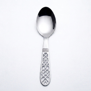 Juego de cucharas contemporáneas Jali con diseño calado, de acero inoxidable con pulido espejo, resistentes al óxido, con corte láser, para cenas familiares y eventos. - Product Image 1