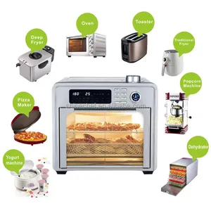 28L Multifunctionele Friteuse Convectie Oven Smart Bbq Grill Koffiebrander Dehydrator Digitale Aanrecht Dubbele Deur Lucht Friteuse Oven