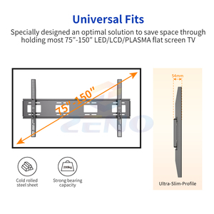 B120 75-150 Inch Big <strong>Tv</strong> <strong>Wall</strong> <strong>Mount</strong> <strong>Tv</strong> Bracket Hanging <strong>on</strong> Drywall with Safety <strong>Screw</strong> ultra Slim Monitor Bracket with Factory Price - Product Image 6