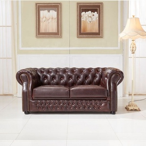 Bộ Đồ Nội Thất Phòng Khách Chesterfield, Đồ Nội Thất Phòng Khách Bằng Da Thật Kiểu Châu Âu Hiện Đại - Product Image 4