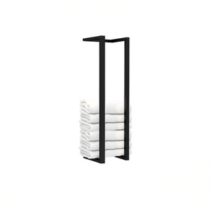 Toallero de hierro negro de 5x5x23.6 pulgadas, diseño minimalista independiente para almacenamiento en el baño - Product Image 1