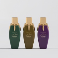 Flacon de parfum en verre luxueux haut de gamme avec pulvérisateur à pompe, impression sérigraphique, 40 ml et 50 ml, emballage en boîte avec support