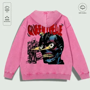 100% bông rửa sạch "Nữ hoàng trell Edgy Cyber Skull" Đồ Họa hoodie, đa màu sắc - Product Image 5