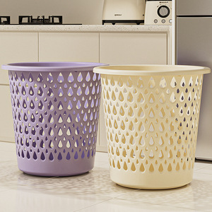Thickened Perforated Waste Bin Round Indoor Garbage Collection Basket For Living Room Bedroom <b>Kitchen</b> Bathroom - Product Image 4