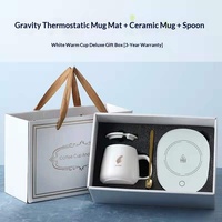 Ensemble de tasses à café à température constante de 55 degrés - Tasse chauffante en céramique avec coussin chauffant et boîte cadeau pour la maison, le bureau et les cadeaux