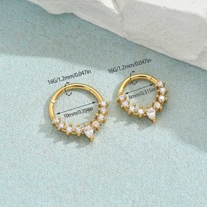 Expédition rapide, Personnalisation : Bijoux de <span class=keywords><strong>piercing</strong></span> corporel, Anneau de septum, <span class=keywords><strong>Piercing</strong></span> Daith, Anneaux de nez 16G, Anneaux segmentés articulés Clicker - Product Image 2