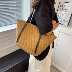 Hochwertige handgemachte lässige Tote Frauen Strand Umhängetasche personal isierte Designer Französisch Vintage Stroh geflochtene Tasche für den Sommer