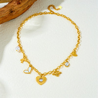 Collier pendentif cœur en acier inoxydable anti-ternissement avec chaîne épaisse, plaqué or 18 carats PVD, collier à breloques DIY pour femme
