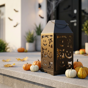 Lanterne à bougie en métal noir 2026, dernière collection, avec découpe sur le thème d'Halloween pour la décoration intérieure - Product Image 6