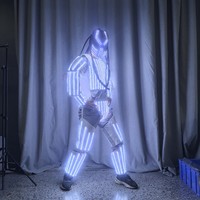 Светодиодный костюм робота с подсветкой, механический бронированный костюм для выступлений с LED-маской-шлемом для баров, карнавалов, косплея и мероприятий