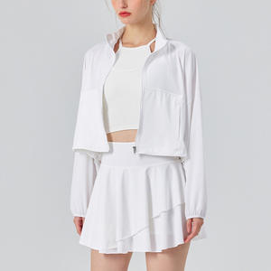 Set da Tennis Fitness sportivo per donna giacca traspirante con cerniera e gonna a pieghe abbigliamento sportivo personalizzato Yoga - Product Image 6