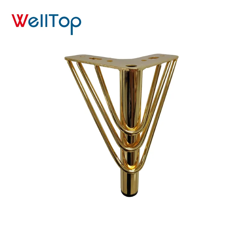 WELLTOP Usine Vente Directe Canapé Jambe Meubles En Métal Canapé Jambes Or Métal Ashley Triangle Canapé Jambes 03.1209