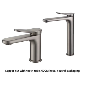 Bộ vòi lavabo cao cấp với van trộn, vòi sen, màu xám, thiết kế hiện đại bằng đồng thau cho phòng tắm - Product Image 3