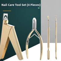 Outils à ongles professionnels portables de haute qualité en acier inoxydable, coupe-ongles classique, ensemble de 4 pièces, couleur titane, manucure