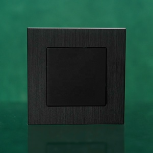 Đen nhôm + Đồng Bảng điều chỉnh 1 Gang 1 cách 2 cách tường chuyển đổi ánh sáng EU tiêu chuẩn đơn cực Nhà thiết bị chuyển mạch - Product Image 1