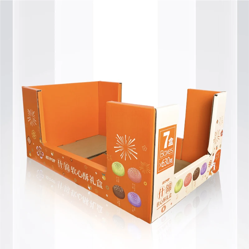 New Style Lower Price Cardboard Market Tray Wholesale Stackable Tray Cardboard Candy Snack Food Pdq Corrugated Paper Display Box
