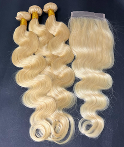 Extensions de cheveux brésiliens vierges Remy blonds 613 prêts à être expédiés, 28-30 pouces, tissage lisse 613, mèches de cheveux humains - Product Image 1