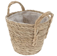 Panier de rangement en jacinthe d'eau tressé à la main, écologique, avec doublure en plastique et poignées, multifonctionnel pour vêtements et articles divers