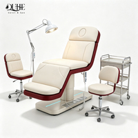 Lit de beauté de luxe pour spa facial avec mécanisme de levage électrique, 3 moteurs, design pliable, table de massage électrique pour usage en salon
