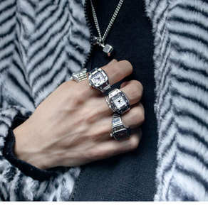 Wholesale Finger Ring <strong>Watch</strong> Stainless Steel Square Round Shape Digital <strong>Silver</strong> Mini Ring <strong>Watch</strong> for <strong>Men</strong> Women - Product Image 4