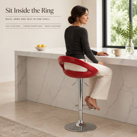 Tabouret de bar ABS brillant avec vérin à gaz réglable, chaise de bar moderne et minimaliste, tabouret de comptoir avec repose-pieds chromé pour cuisine, maison, pub