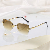 HBK 2023-Lunettes de soleil rétro vintage à monture métallique sans monture pour femmes, lunettes de soleil de voyage pour l'extérieur