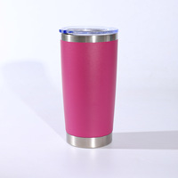 Gobelet isotherme personnalisé de 20 oz avec revêtement en poudre, double paroi en acier inoxydable, tasse à café de voyage avec couvercles