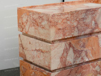 SH STONE Meuble-lavabo moderne en marbre Breccia Rosa rouge écologique avec vasque simple et tiroirs pour appartement et villa