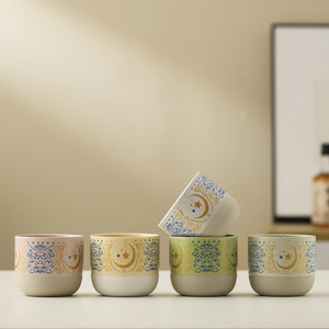 Taza de Café de Cerámica con Textura de Estrellas y Luna de 230 ml, Estilo Retro, para Latte Art, Aroma Intenso, Venta al Por Mayor - Product Image 1