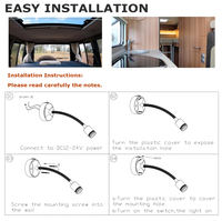Lampe de lecture murale 12V LED RV avec port USB, applique de chevet à col de cygne flexible pour camping-car/remorque/camping-car/caravane