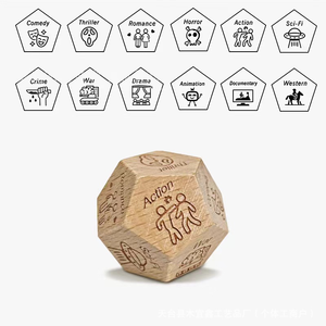 Bán buôn Ý tưởng quà Tặng polyhedra bằng gỗ các cặp vợ chồng lựa chọn xúc xắc biểu tượng tùy chỉnh mô hình ngày đêm xúc xắc AF Ter darkm 3*3cm Xúc xắc gỗ - Product Image 4