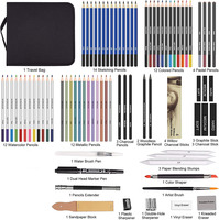 Kit de crayons à dessin et à croquis Bview Art de qualité supérieure, 83 pièces, avec crayons de couleur, graphite, fusain et aquarelle