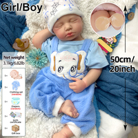 Poupée Reborn LouLou de 20 pouces à bouche ouverte, en silicone, corps entier, réaliste, nouveau-né endormi, poupée bébé fille, jouet anatomiquement correct