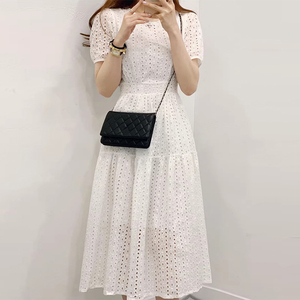 Nouvelle Robe Femme Printemps Chic à Manches Bulles en <span class=keywords><strong>Jacquard</strong></span> Creux Style Français - Product Image 3