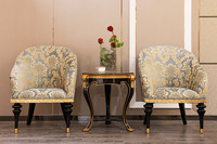 Fauteuil de salon de luxe avec dossier Chesterfield Chaise de loisirs sculptée en bois baroque Chaise d'appoint rembourrée en tissu français