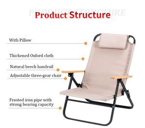 Chaise de camping pliable compacte à dossier haut réglable en aluminium portable d'extérieur avec logo personnalisé - Product Image 4