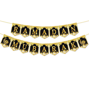 Decorazioni per Ramadan Eid Mubarak 2026, Striscione in Carta Oro e Nero, Ornamenti Islamici, Bandiere e Accessori per <span class=keywords><strong>Feste</strong></span> Musulmane, Articoli Decorativi Durevoli - Product Image 5