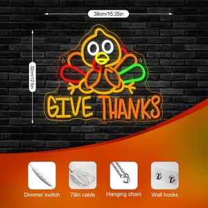Thanksgiving Turkey Letreros Neon LED indoor hanging ambient light shop <b>sign</b> wall decoration light entrance indicator light - Product Image 3