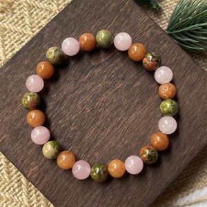 Bracelet en pierre naturelle avec perles de verre colorées pour le nettoyage des chakras, bijoux sans soudure, carte personnalisée - Product Image 1