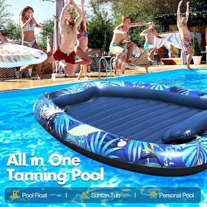 Cama Flotante Doble Inflable con Estampado <span class=keywords><strong>Tropical</strong></span>, Tumbona Flotante con Portavasos y Respaldo para <span class=keywords><strong>Piscina</strong></span> Js-102 - Product Image 5