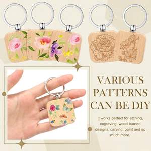 Деревянный брелок-заготовка для гравировки, необработанный деревянный брелок-кольцо для подарков и поделок своими руками - Product Image 4