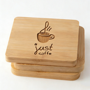 Posavasos Cuadrado de Madera de Lujo, Reutilizable, Grabado con Logotipo Personalizado, Regalo de Boda, Duradero - Product Image 4