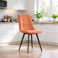 Chaise de salle à manger moderne avec accoudoirs, chaise d'appoint rembourrée en tissu, pieds en métal noir pour la maison, le bureau ou le salon