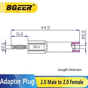 2 מ "מ בננה תקע זכר למתאם נקבה-מחבר פנס לבן מצופה הזרקת זהב - Product Image 5
