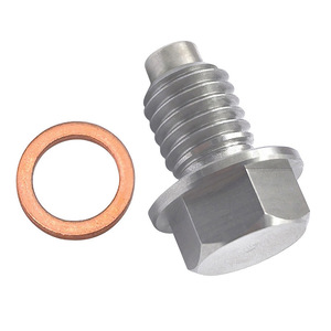 M10*1.5 Stainless Steel Magnetic Oil Drain <b>Plug</b> With Copper Gasket For Engine Oil Pan - Product Image 4
