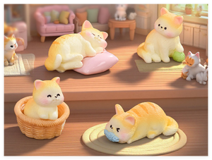 Figuras Decorativas de Resina de Animales, Gatos de Dibujos Animados Comiendo Pescado, Durmiendo en Cesta, Miniaturas de Hadas para Jardines de Hadas - Product Image 5