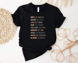 T-shirt da donna ispiratrice 100% cotone girocollo a maniche corte vestibilità regolare casual per tutte le stagioni con stampa a lettere - Product Image 1