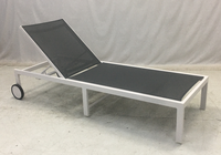 Chaise longue de piscine commerciale en tissu Teslin avec cadre en aluminium et roues, pour club et spa