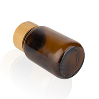Flacon en verre ambré à large ouverture pour comprimés de vitamines, 60 ml, 120 ml, 150 ml, 200 ml, avec bouchon à vis en bambou