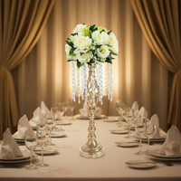 Vases à fleurs de mariage modernes de luxe en cristal doré de haute qualité, supports de décoration de table, centres de table élégants pour fêtes et événements à domicile